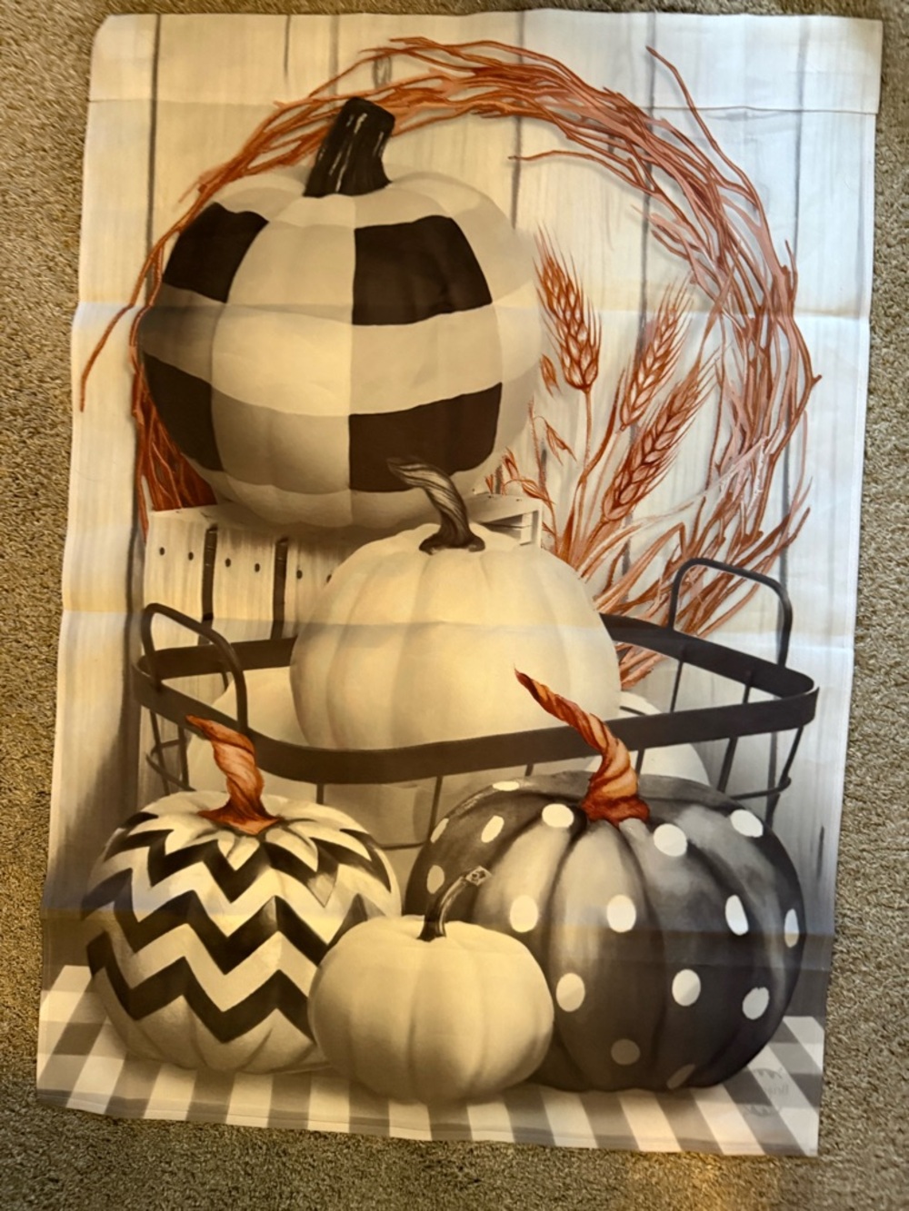 2 big Garden Flags. Autumn Decorative Pumpkin and black and red “Home Sweet Home